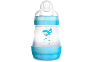 MAM 0-2 Months Anti Colic Bottle for Newborns, 160 ml, with Teat, 1 Slow Water Flow Silicone Easy Acceptable, Self-Sterilising and Easy to Clean, Easy Start Anti-Colic