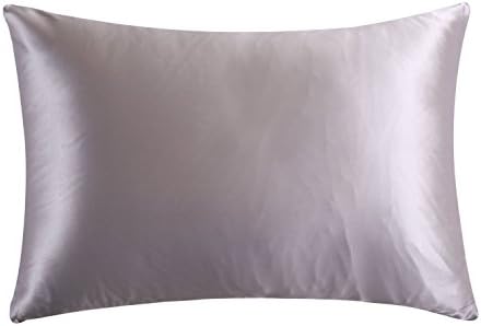 OOSILK 19momme 100% Mulberry Silk Pillowcase for Hair with Cotton Underside Standard 50x75cm,Silver Gray, 1pc