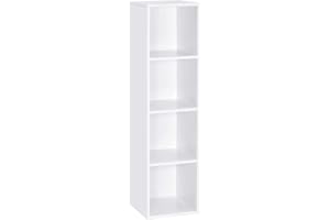 Mondeer Scaffale Aperto, Libreria Scaffale a 4 Ripiani, Stoccaggio in Legno, Scaffale a Quattro strani/Multistrato, Adatto per uffici, Studio, Soggiorno, Bianca