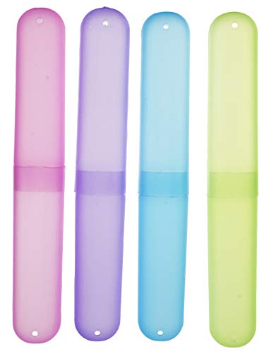 Earth Star Tooth Brush Container (Pack of 4)- Anti Bacterial Tooth Brush Cap Caps, Cover, Covers, Case, Holder, Cases, Travel, Home (16 cm x 4 cm x 4 cm, 4-Piece)