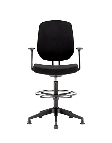 Chairs For Offices HI131104BK High Seat Draughtsman Workbench Counter Chair with Arms Black Free 3 day Delivery