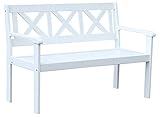 Ambientehome Gartenbank 2-Sitzer Bank Massivholz Holzbank EVJE, Weiß
