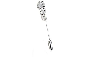 FASHIONITALIAN Spilla per Cravatta Plastron con 3 Cristalli Rotondi placcata Argento spilli per Sposo da Ascot Made in Italy