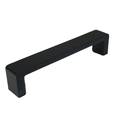 JC Mall Petite poignée de porte plate noire, 96 mm avec trous au centre, pour placard, meuble, armoire, référence GB8536