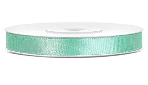 Satinband 25 Meter x 6mm in 31 Farben; Satin Stoff Rolle/ Hochzeit Dekoband Geschenkband Party Nähen Basteln Autoschleife (1.Mintgrün)