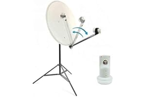 HDME Kit Camping Car Parabole Satellite Acier 60cm avec Bras Repliable + LNB Single Trepied