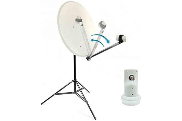 Kit Camping Car Parabole Satellite Acier 60cm avec Bras Repliable + LNB Single Trepied