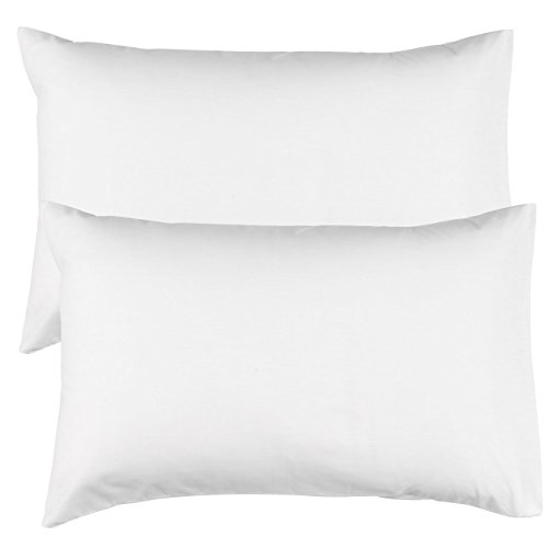 Par de Riva Paoletti ama de casa Color Blanco Fundas de Almohada, 100% de algodón, 48 x 74 cm
