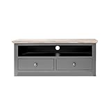 Florence TV unit with 2 drawers. DOVE GREY TV stand with shelf and cable access. Large, very solid tv cabinet. FULLY ASSEMBLED