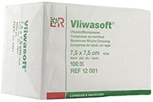LOHMANN & RAUSCHER Compresses non tissées Vliwasoft® Dimension 7,5 x 7,5 cm Boite de 100-94202- Certifié France Medical Industrie