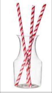 6 Mini Plastics Milk Bottles - Funky, retro design - Great for Weddings, BBQ, Parties. 200ml with Red Paper Straws