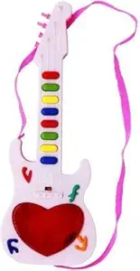 MIMY Plastic Musicale Mini Guitar Instrument with Sound & 3D Lighting Learning Toy for Kids, Multicolor
