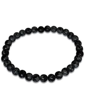 Schneeflocke Obsidian Armband, natürlich, rund, 6mm