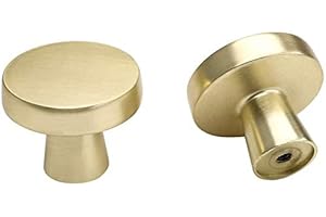 LONTAN Brushed Door Knobs Gold Mushroom Drawer Knobs Brushed Gold Kitchen Handles Single Hole Cabinet Knobs for Chest of Drawers 20 Pack, LS5310GD