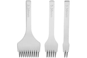 SHEENS Herramienta de punzón, herramienta de cuero profesional 2/5/10 punta de herramientas de artesanía de cuero de cincel en ángulo francés Punzones para agujeros Costura de cordones