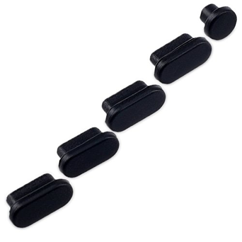 kwmobile 5in1 Set: 5er Staubschutz Set für Apple MacBook Pro 13″ / 15″ (ab 2016) Touchbar – Staubschutz Stecker Zubehör Dust Plug in Schwarz - 2
