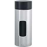 Brabantia 371844 - Bote de cocina con ventana transparente 2.2 L, acero inoxidable, 110 mm, 110 mm, 285 mm, color gris y negro