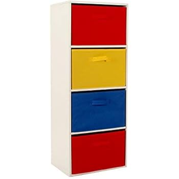 Home Source Toy Storage Unit Kids Chest Of 6 Canvas Drawers For
