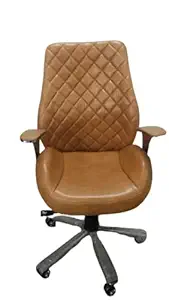 GURU CHAIRS Leather High Back Mesh Contemporary Office Chair with Wheels (Brown)