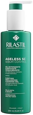 Rilastil Ageless SC Sebum Control, Gel detergente purificante e riequilibrante viso con Alfa Bioma Complex e Acido Salicilico ad azione sebonormalizzante, 250 ml