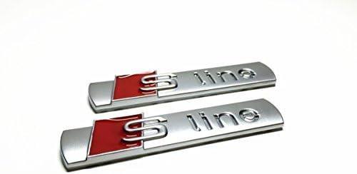2Pcs SLine Sports Metal Matte Silver Automotive Decorative Emblem Car Body Side Sticker Emblem For Sline S1 S3 S4 S6 S8 A1 A3 A4 A6 A7 A8 by Cayears
