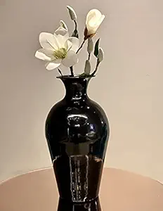 Urban Born Casted Iron Flower vase for Living Room and Home Decor | Glossy Black Finish | vase for Home d