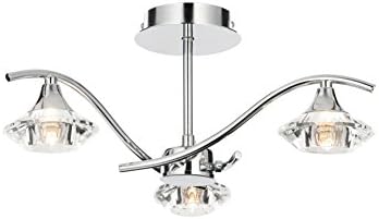 Vegas Modern Ceiling and Wall Lights in Polished Chrome with Crystal Sconces (3 Way Ceiling Light)