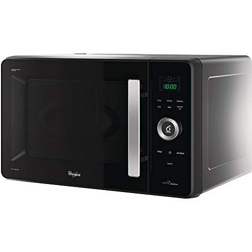 Whirlpool JQ 280 MB Micro-ondes, thermo-ventilé, à installation libre, avec cuiseur vapeur, grille basse, plat Crisp et poignée, 30 L, noir