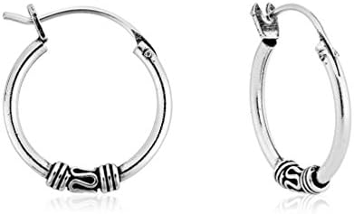 DTPSilver - 925 Sterling Silver Bali Creoles Hoops Earrings - Thickness 1.5 mm - Diameter 20 mm