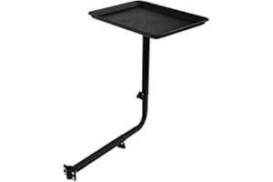 GESEILAY Vassoio da salone in acciaio regolabile in altezza 360 girevole per tatuaggio vassoio nero per sedia da parrucchiere, spa, parrucchiere