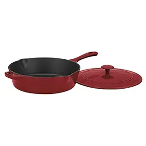Cuisinart CI45-30CR Chef's Classic Enameled Cast Iron 12-Inch Chicken Fryer with Cover Cardinal Red