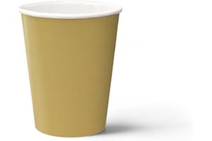 PAW DECOR COLLECTION PAW - Vasos Desechables Cafe (250 ml) I Paquete de 8 I Vasos de Cartón Ideal para Bodas, Fiestas Infantiles, Cumpleaños, Celebraciones I Impresión de Vasos de Papel al Agua I Monocolor Dorado