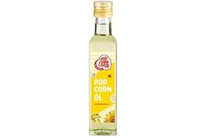 ‎POPCORNLOOP Popcornloop Popcorn Öl für Mais 250 ml Flaschen Hocherhitzbar Butter High Oleic Fett mit Butteraroma Buttergeschmack Oil Omega Hocherhitzbares Bratöl Popcornmaschine Zucker Salz Rapsöl Sonnenblumenöl