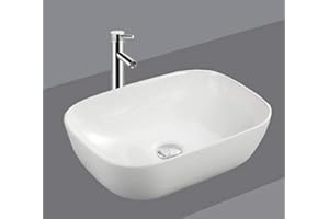 OMEERE 46 x 33 x 13,5 cm Lavabo ovalado, pequeño lavabo de cerámica ovalado, lavabo pequeño, de cerámica, color blanco