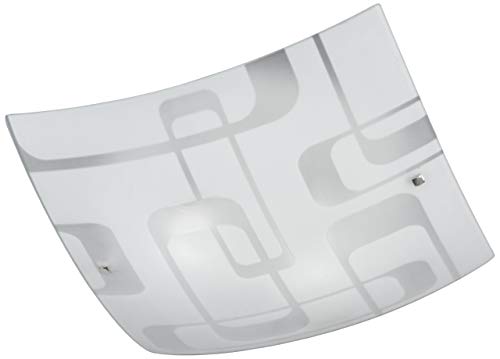 Preisvergleich Produktbild Honsel Leuchten 25753 Deckenleuchte mattnickel Glas weiß mit Dekor