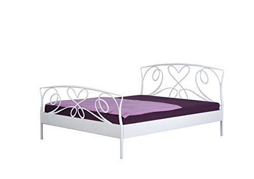 Bett Toscana, Metall, Antik, weiss, 160 x 200 cm