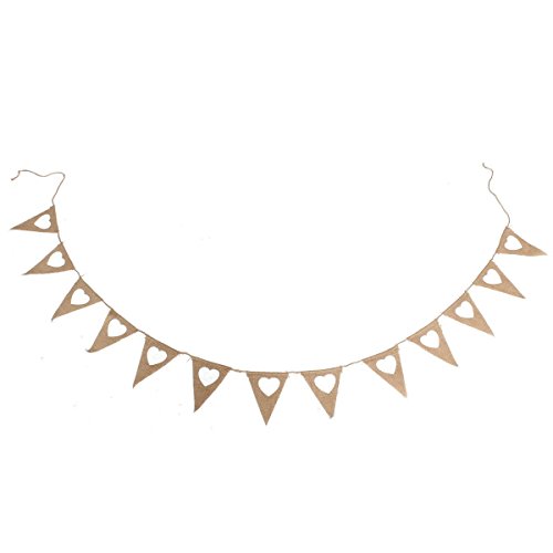 3m Wimpelkette Hochzeit Vintage Herz Jute Bunting Banner - 4