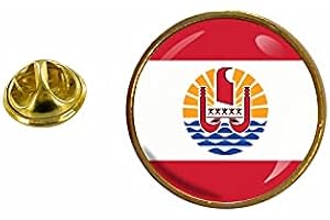 Akachafactory - Spilla con bandiera della Tahiti polinesia francese, rotonda