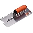 Edward Tools Squared Notch Tile and Flooring Trowel - 1/4” X 1/4” X 1/4” Pro Grade Stainless Steel Trowel - Ergonomic Rubber Grip Comfort Handle - Spread Evenly Thinset/Mastic - 11” x 4 3/4” Blade