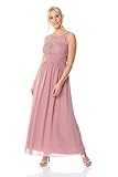 Länge: ca 148cm Roman Originals Damen Maxikleid mit Perlenbesatz - Damen Ballkleider, abends, besondere Anlässe, Hochzeiten, Brautjungfer, Party, Ausgehen - Rose - Größe 44