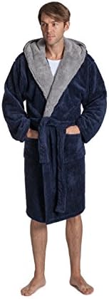 Mens Snuggle Fleece Blend Dressing Gown Super Soft Winter Cosy Robe Nightwear (XX-Large, Navy)