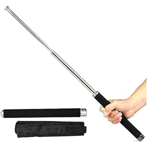 CLYVANE Stainless Steel Self-Defense Foldable Pointer & Safety Hiking Stick, Extendable Safety Wand with Non-Slip Grip & Nylon Pouc