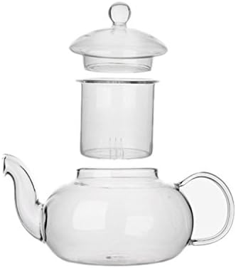 ESYN Heat Resistant 400ml Small Clear Glass Teapot With Infuser
