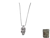 Enez Halskette mit Totenkopf-Anhänger 18 Karat Vergoldet Silber L: 48cm + Geschenkbeutel T177d