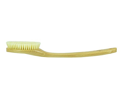 Kent Brushes Compact Natural White Bristle Shower/ Exfoliating Brush Oval Beechwood Handle