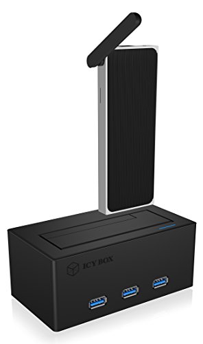 Icy Box IB-118U3-SPC Stick-PC Dockingstation & Speichererweiterung für 2,5″ (6,35 cm) & 3,5″ (8,9 cm) SATA HDD/SSD, HDMI In/Out, 3x USB 3.0, schwarz - 2