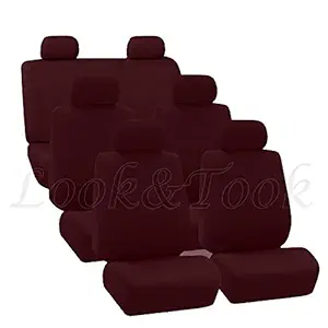 Look&Took Pure Cotton Front and Back Towel Seat Cover for Renault Triber RXT (Maroon)