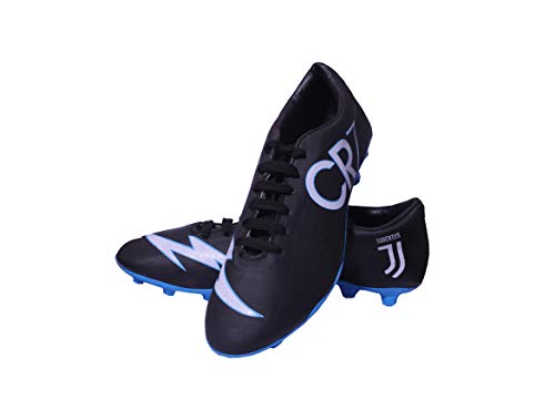 Sisdeal CR7 Juventus Black Blue Football Studs Shoes Size 1-10 RS.745.00