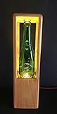  Lámpara de mesa led de madera reciclada de palet con tulipa de vidrio verde hecho a mano