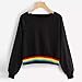 Produktbild Quaan Damen Lange Ärmel Regenbogen Patchwork O Hals Sweatshirt Beiläufig Bluse Zur Seite Fahren Mantel Outwear Weste Mantel Windjacke Jacke Sonnenlicht lose Sport warm weich